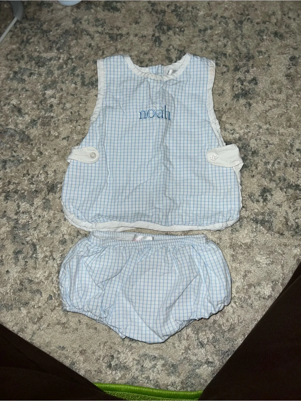 Personalized Light Blue Plaid Diaper Cover Set - Noah